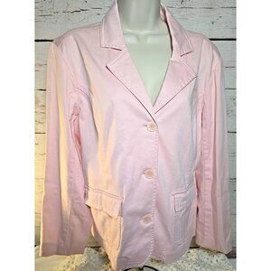 Christopher & Banks Blazer Sport Coat Jacket Pink Button Up Stretch Women's L